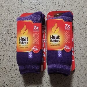 Heat Holders Original Unisex Womens 5-9 Mens 4-8 Snowdrop Purple Thermal Socks